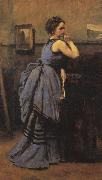  Jean Baptiste Camille  Corot Woman in Blue Sweden oil painting reproduction